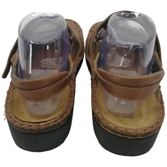 Naot Rosemary Beige Leather Hook & Loop Ankle Strap Sandals Size 42 US 11 Brown - Picture 4 of 12